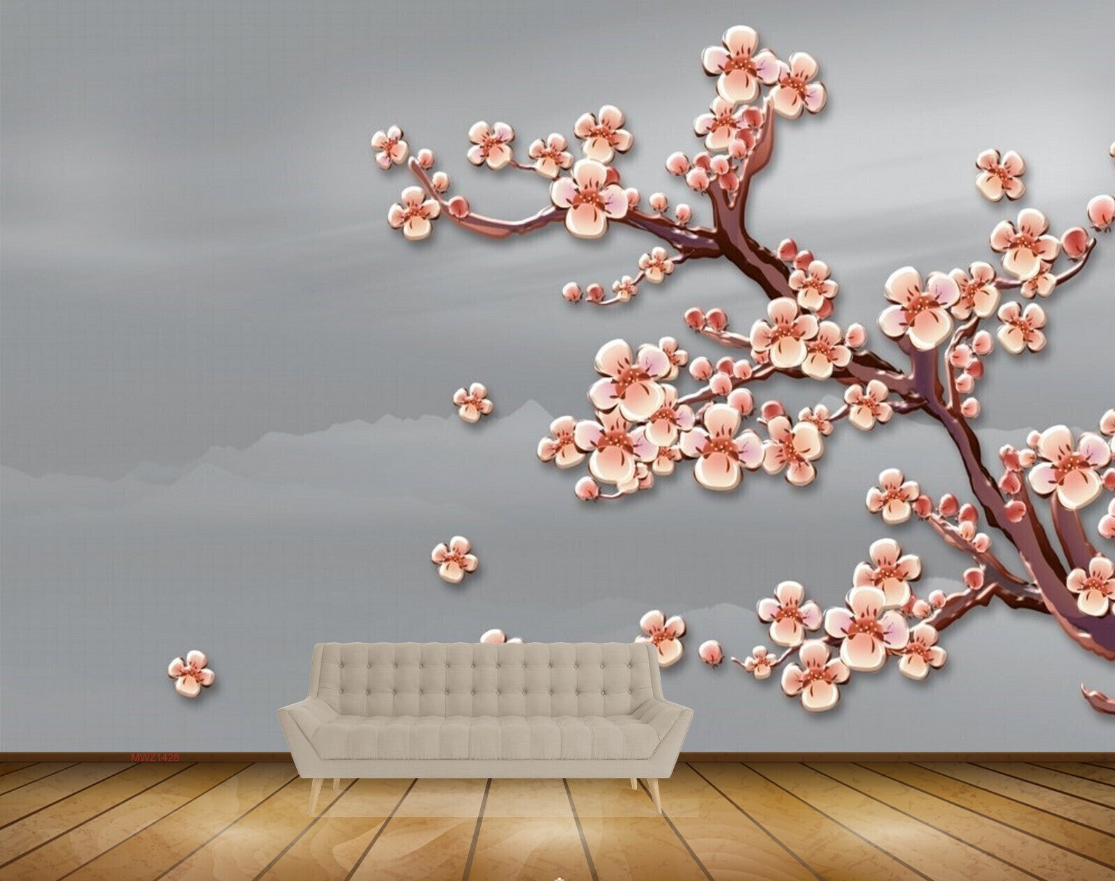 Avikalp MWZ1428 White Orange Flowers Tree HD Wallpaper