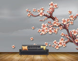Avikalp MWZ1428 White Orange Flowers Tree 3D HD Wallpaper