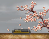 Avikalp MWZ1428 White Orange Flowers Tree 3D HD Wallpaper