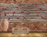 Avikalp MWZ1429 Red Flowers Pot 3D HD Wallpaper