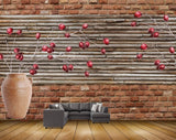 Avikalp MWZ1429 Red Flowers Pot 3D HD Wallpaper