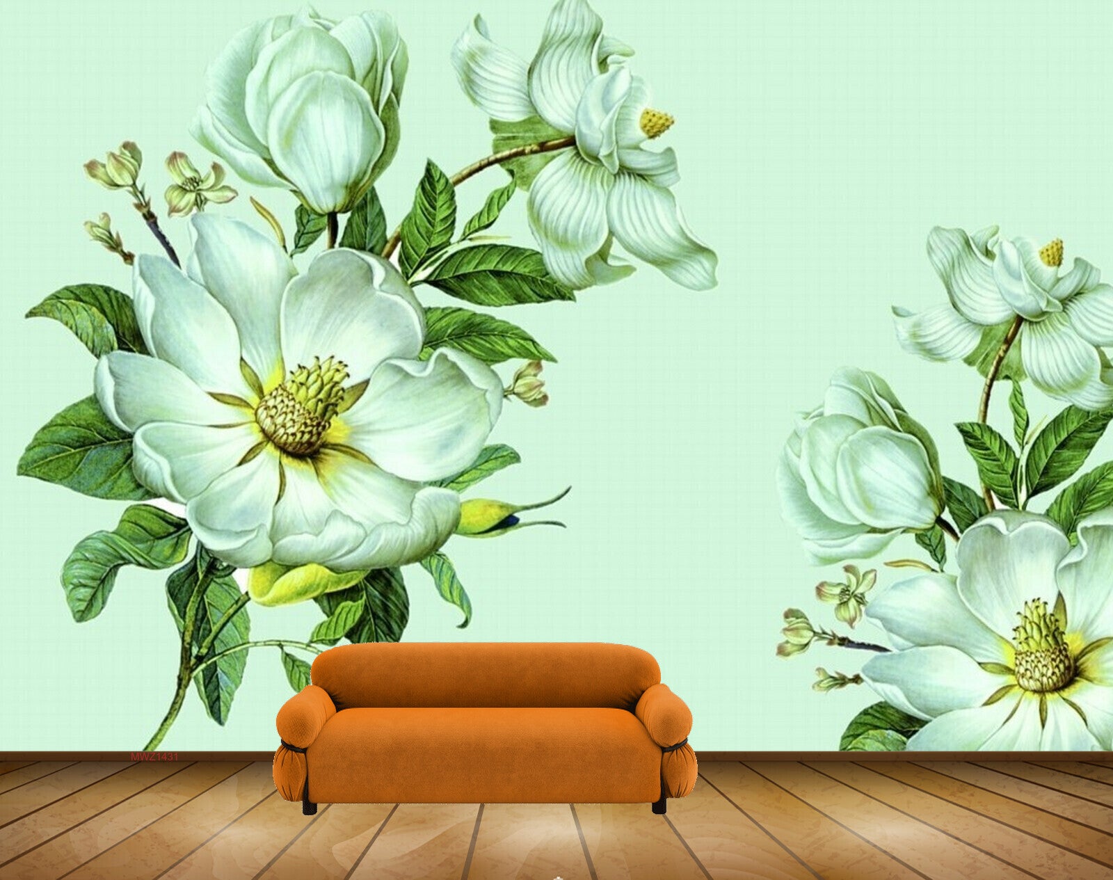 Avikalp MWZ1431 Green Flowers Leaves Flies HD Wallpaper