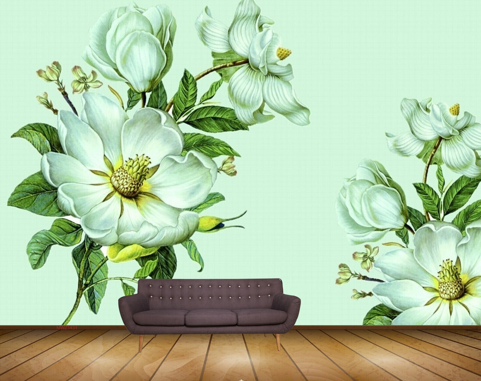 Avikalp MWZ1431 Green Flowers Leaves Flies 3D HD Wallpaper