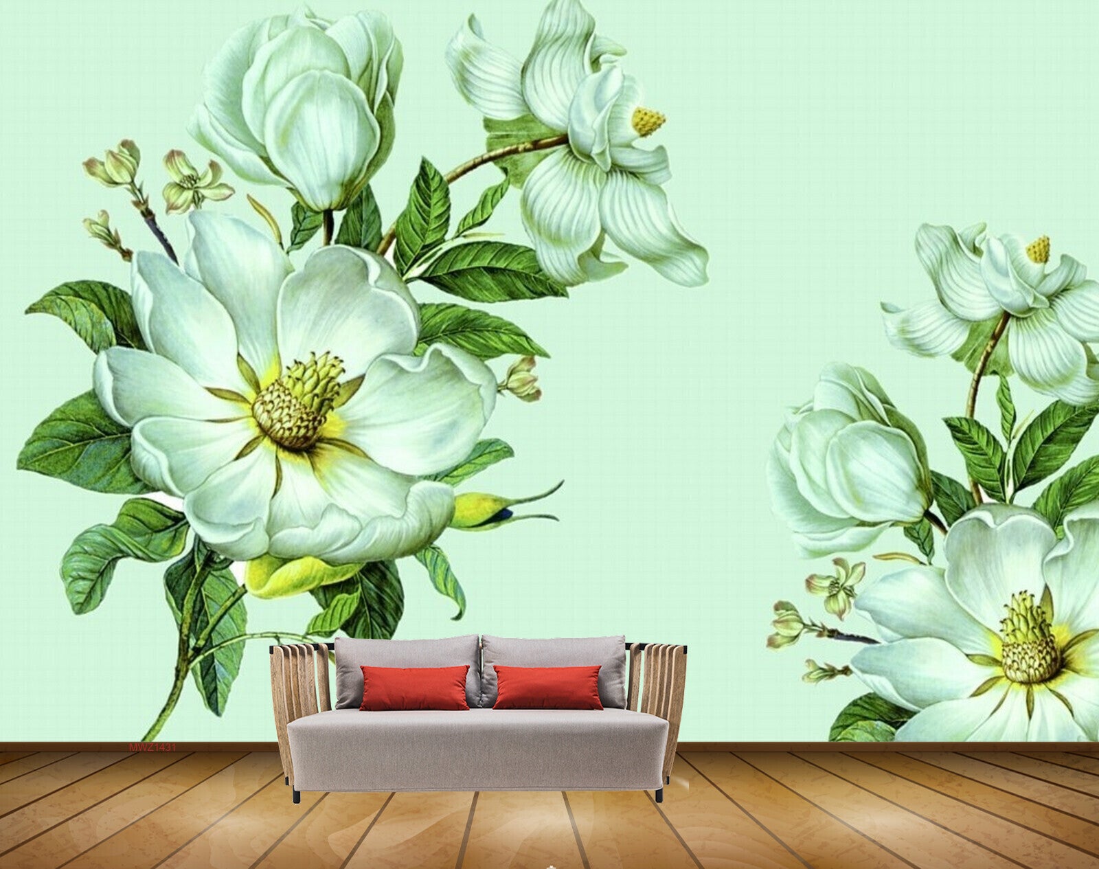 Avikalp MWZ1431 Green Flowers Leaves Flies 3D HD Wallpaper