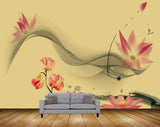 Avikalp MWZ1432 Pink Flowers Flies Leaves HD Wallpaper