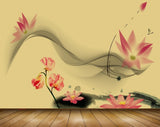 Avikalp MWZ1432 Pink Flowers Flies Leaves 3D HD Wallpaper