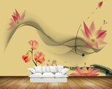 Avikalp MWZ1432 Pink Flowers Flies Leaves 3D HD Wallpaper