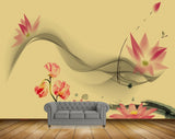 Avikalp MWZ1432 Pink Flowers Flies Leaves 3D HD Wallpaper