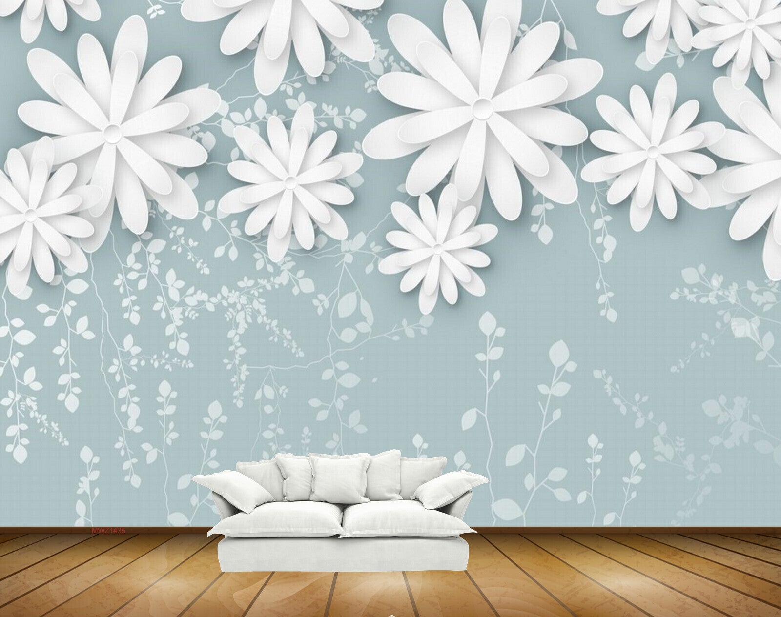 Avikalp MWZ1435 White Flowers 3D HD Wallpaper