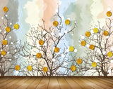 Avikalp MWZ1436 Golden Flowers Trees Branches 3D HD Wallpaper