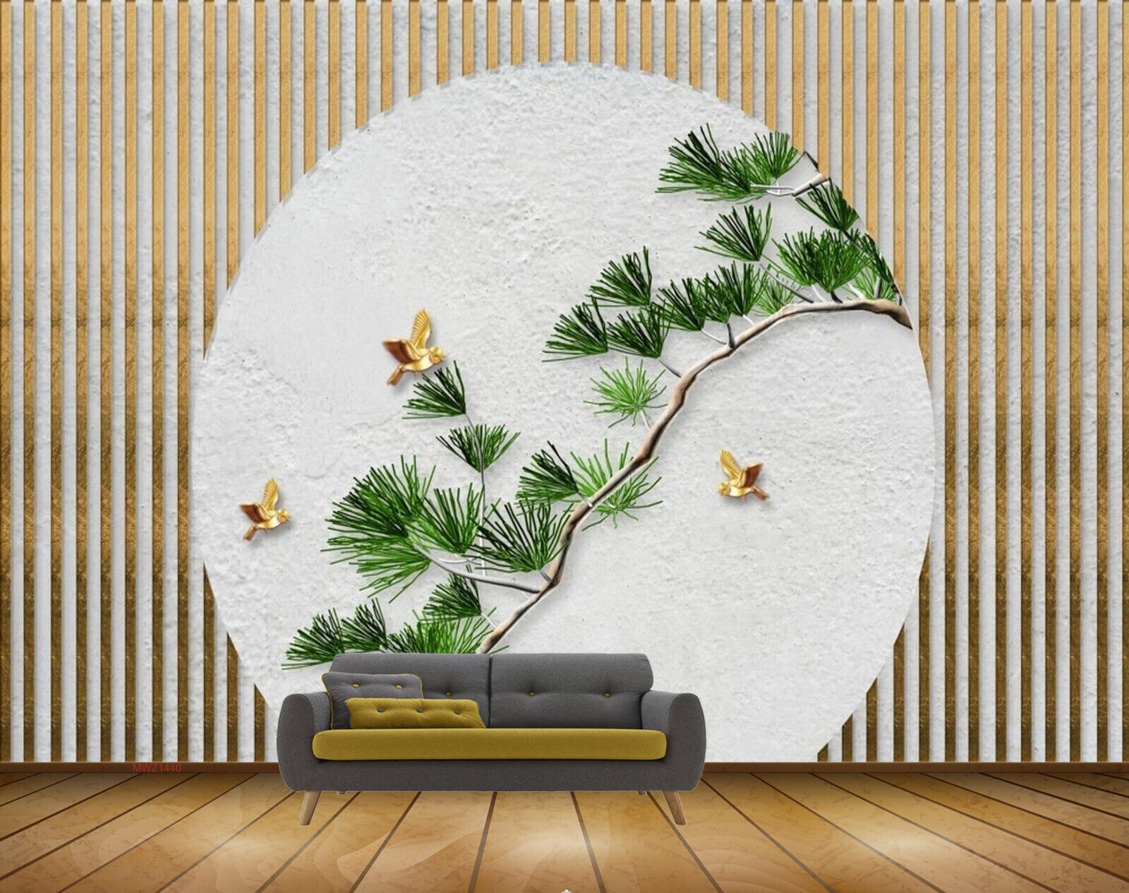 Avikalp MWZ1440 Birds Leaves Branches 3D HD Wallpaper