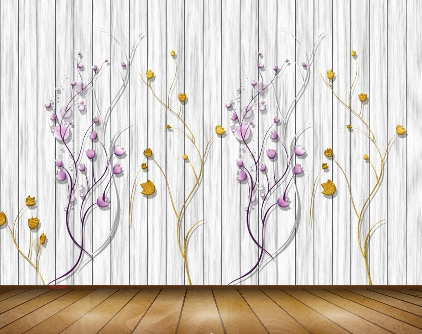 Avikalp MWZ1441 Pink Yellow Flowers Plants 3D HD Wallpaper