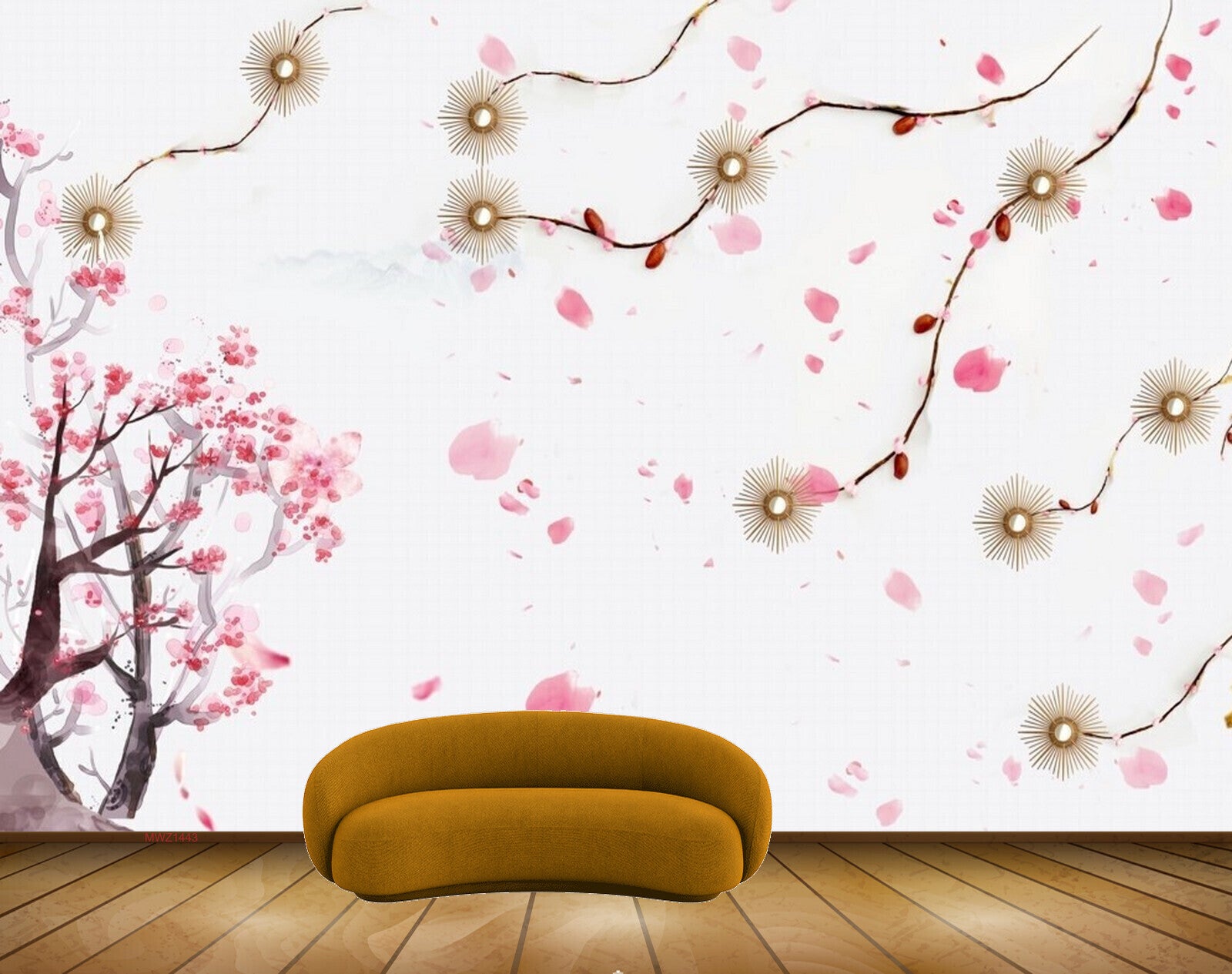 Avikalp MWZ1443 Pink White Flowers Trees 3D HD Wallpaper
