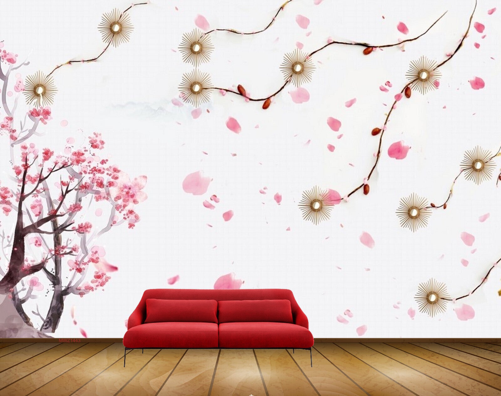 Avikalp MWZ1443 Pink White Flowers Trees 3D HD Wallpaper
