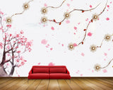 Avikalp MWZ1443 Pink White Flowers Trees 3D HD Wallpaper