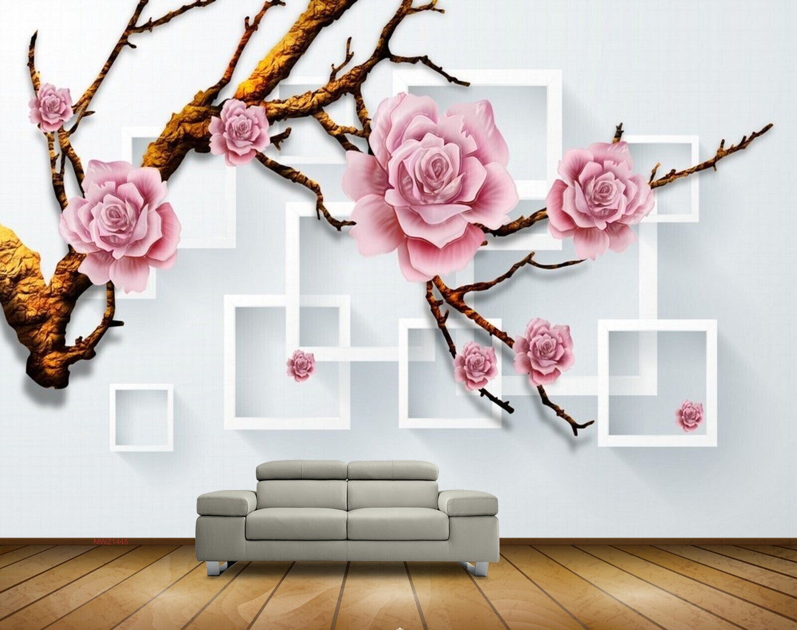 Avikalp MWZ1445 Pink Rose Flowers Branches HD Wallpaper