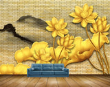 Avikalp MWZ1448 Golden Flowers HD Wallpaper