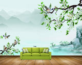 Avikalp MWZ1452 White Flowers Tree Birds 3D HD Wallpaper
