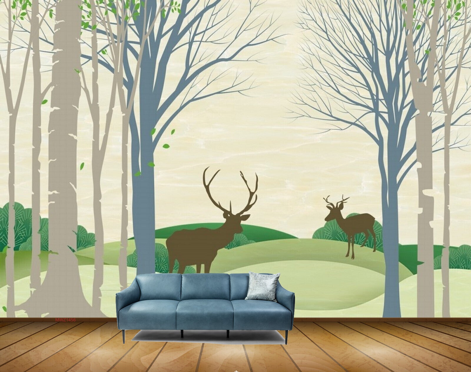 Avikalp MWZ1456 Trees Deers HD Wallpaper
