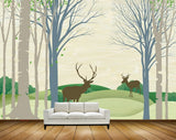 Avikalp MWZ1456 Trees Deers 3D HD Wallpaper