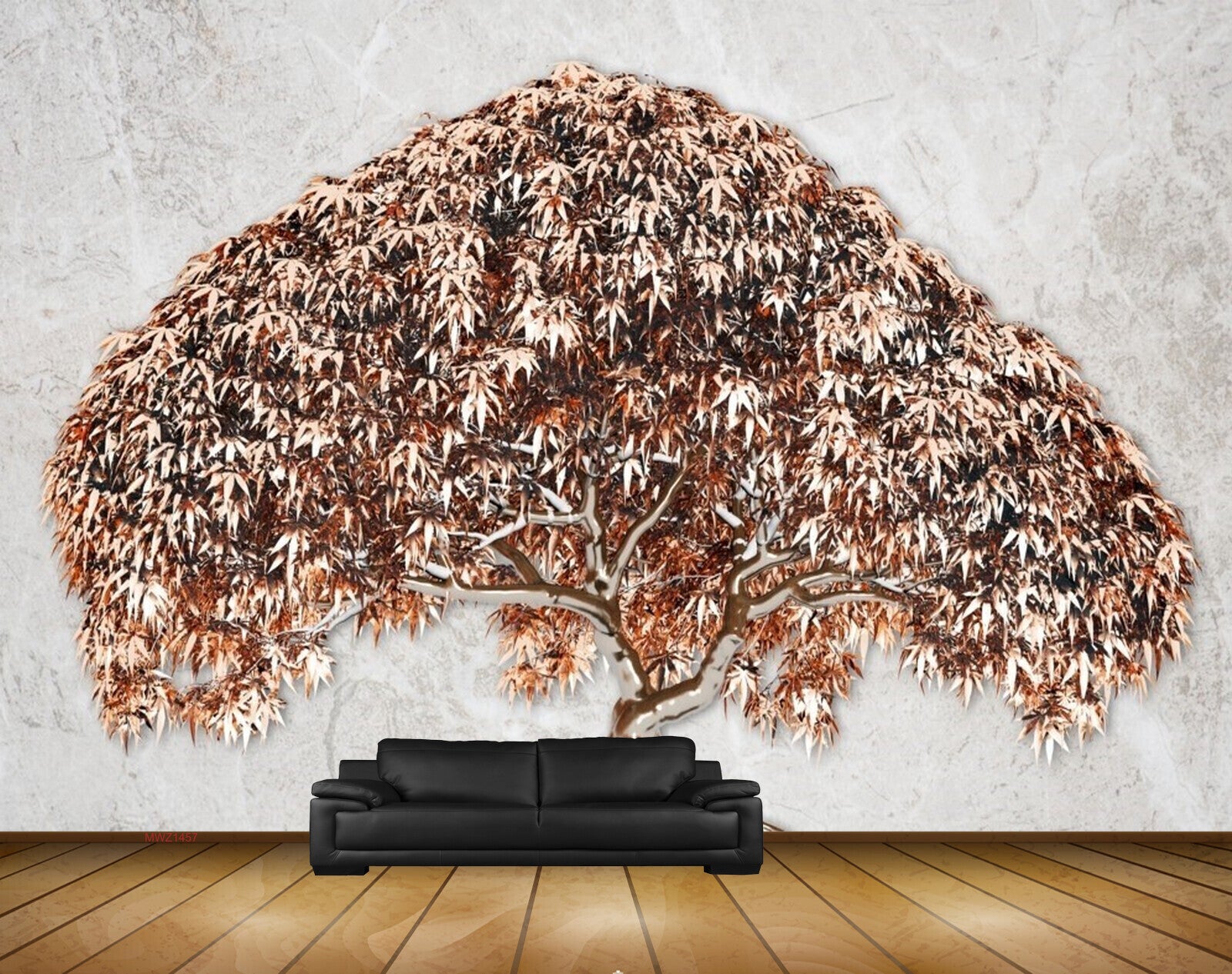 Avikalp MWZ1457 Golden Leaves Tree 3D HD Wallpaper