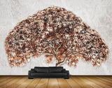 Avikalp MWZ1457 Golden Leaves Tree 3D HD Wallpaper