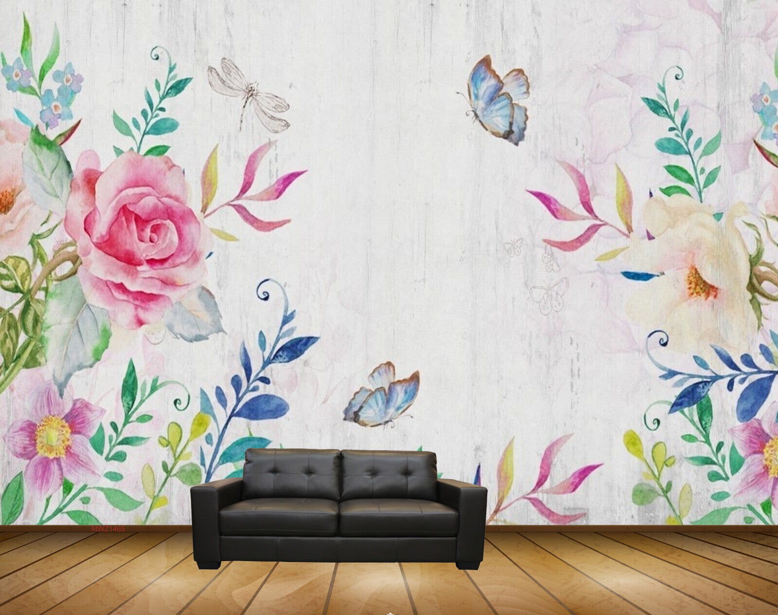 Avikalp MWZ1465 White Pink Flowers Butterflies Leaves HD Wallpaper