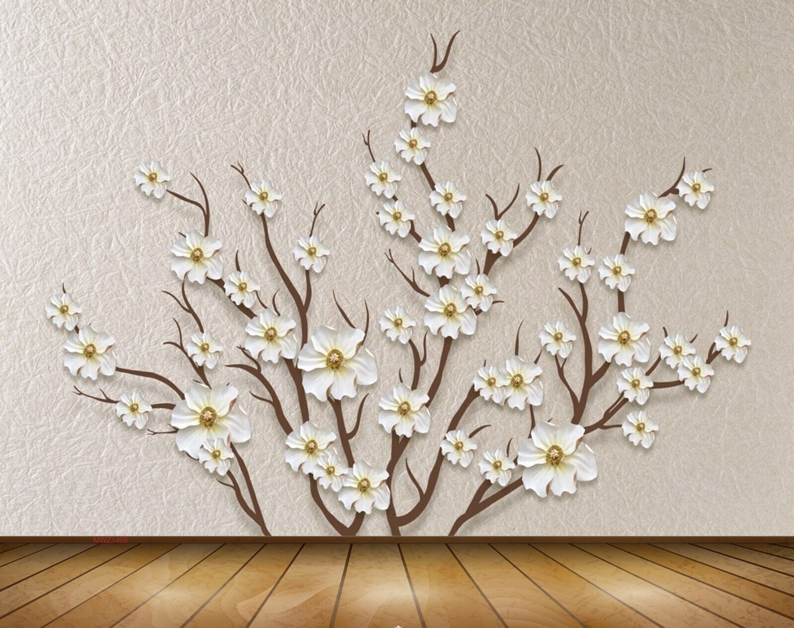 Avikalp MWZ1468 White Flowers Tree Branches 3D HD Wallpaper