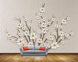 Avikalp MWZ1468 White Flowers Tree Branches 3D HD Wallpaper