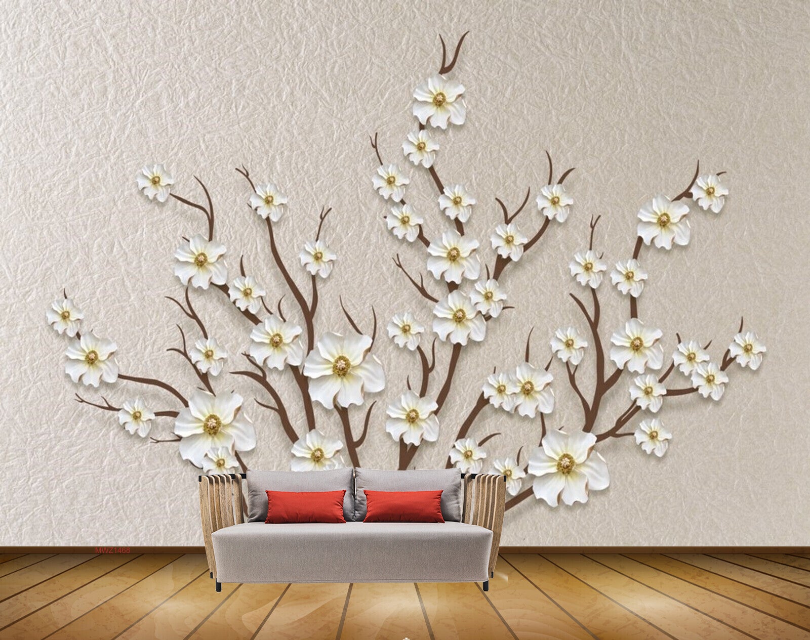 Avikalp MWZ1468 White Flowers Tree Branches 3D HD Wallpaper