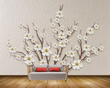 Avikalp MWZ1468 White Flowers Tree Branches 3D HD Wallpaper