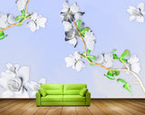Avikalp MWZ1475 White Flowers Plants 3D HD Wallpaper