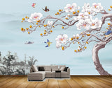 Avikalp MWZ1476 Pink Flowers Tree Birds Plants HD Wallpaper
