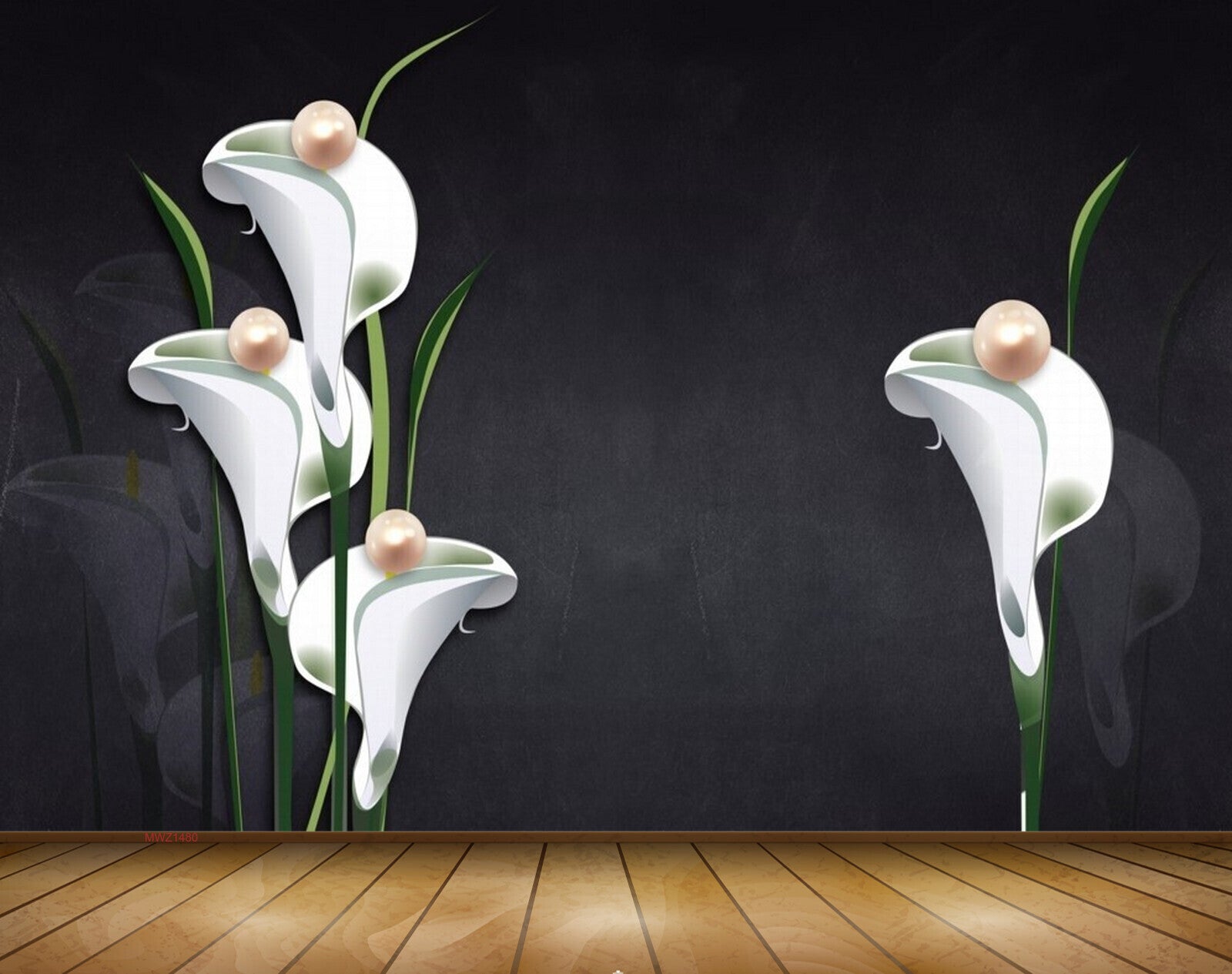 Avikalp MWZ1480 White Pearl Flowers 3D HD Wallpaper