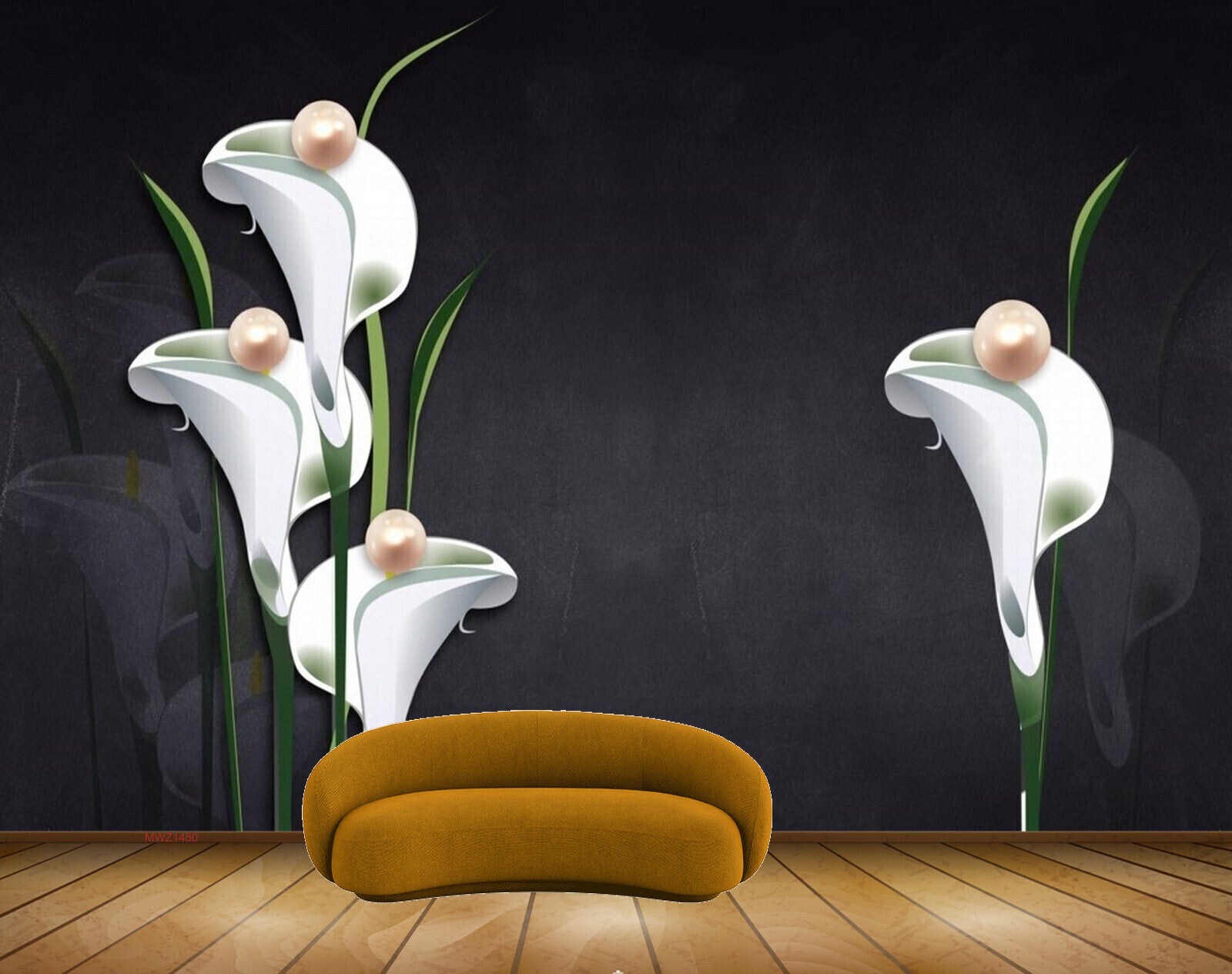 Avikalp MWZ1480 White Pearl Flowers 3D HD Wallpaper