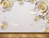 Avikalp MWZ1485 White Pink Flowers Leaves 3D HD Wallpaper
