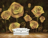 Avikalp MWZ1486 Golden Brown Rose Flowers 3D HD Wallpaper
