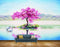 Avikalp MWZ1489 Pink Flowers Swans River HD Wallpaper