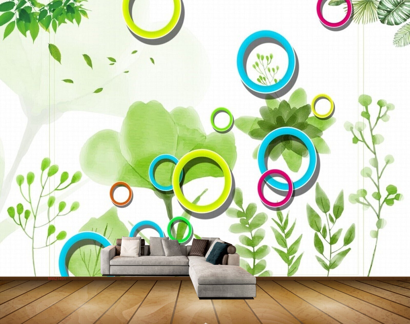 Avikalp MWZ1491 Green Plants Flowers 3D HD Wallpaper