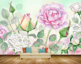 Avikalp MWZ1495 Pink White Rose Flowers Leaves HD Wallpaper
