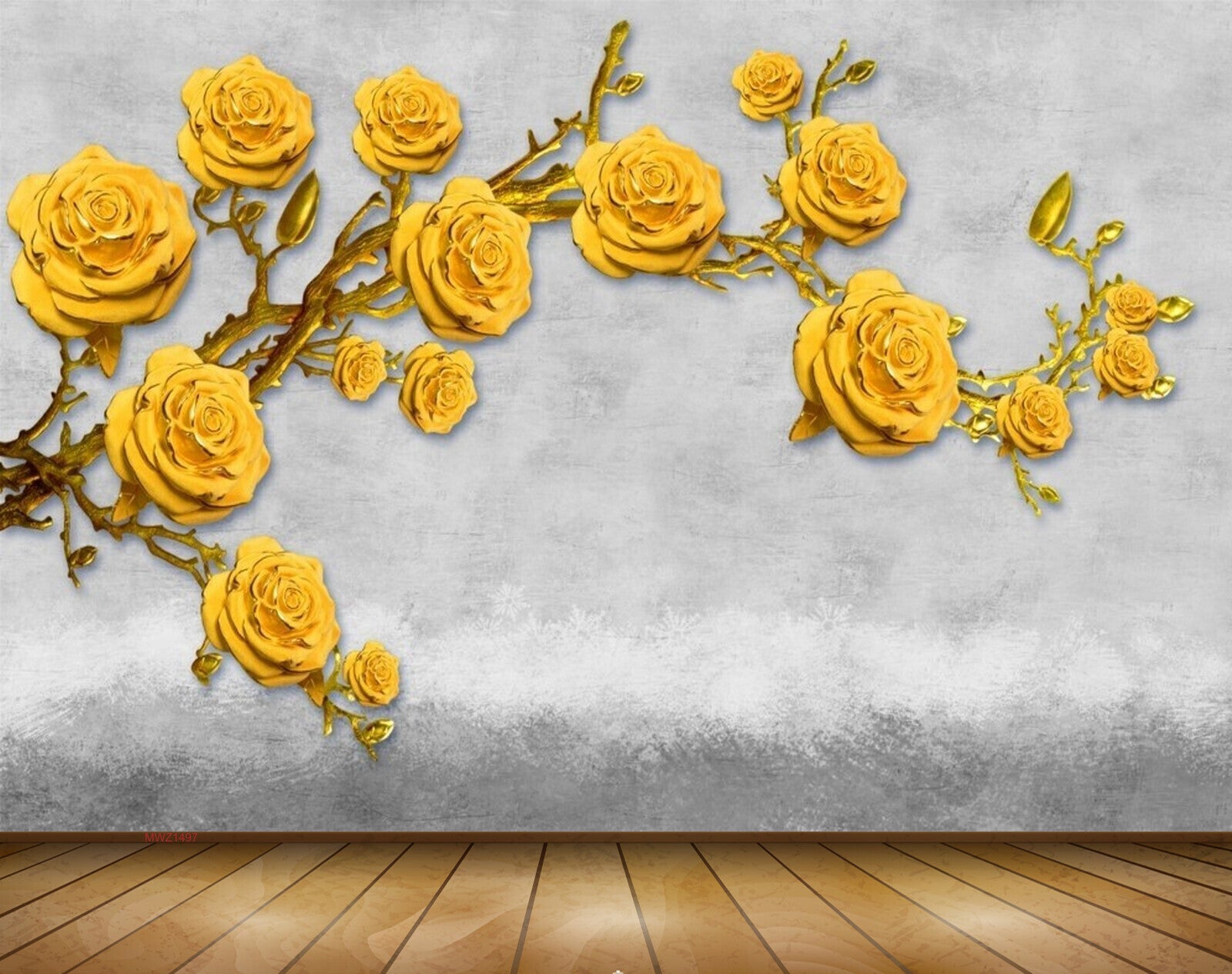 Avikalp MWZ1497 Yellow Rose Flowers Branches 3D HD Wallpaper