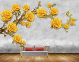 Avikalp MWZ1497 Yellow Rose Flowers Branches 3D HD Wallpaper