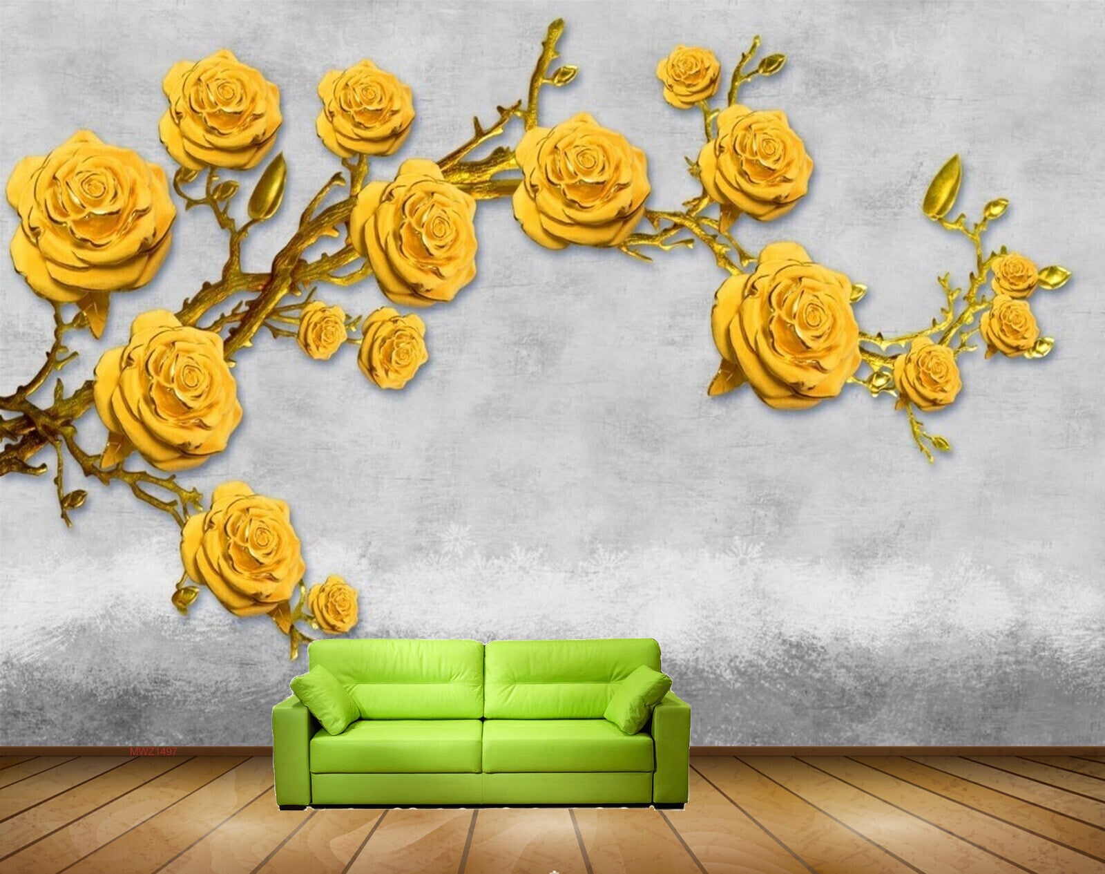 Avikalp MWZ1497 Yellow Rose Flowers Branches 3D HD Wallpaper