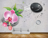 Avikalp MWZ1502 Pink Flowers Stones Plants HD Wallpaper