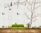 Avikalp MWZ1507 Pink White Flowers Birds Tree HD Wallpaper