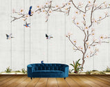 Avikalp MWZ1507 Pink White Flowers Birds Tree 3D HD Wallpaper