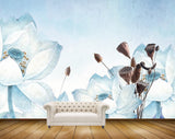 Avikalp MWZ1516 Blue White Flowers Plants HD Wallpaper