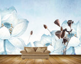Avikalp MWZ1516 Blue White Flowers Plants 3D HD Wallpaper