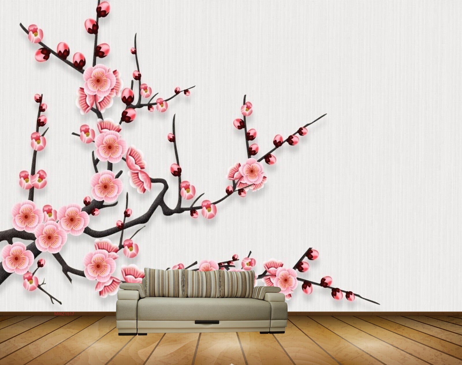 Avikalp MWZ1517 Pink White Flowers Branches HD Wallpaper