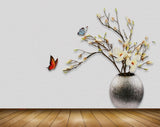 Avikalp MWZ1520 Yellow White Flowers Butterflies 3D HD Wallpaper